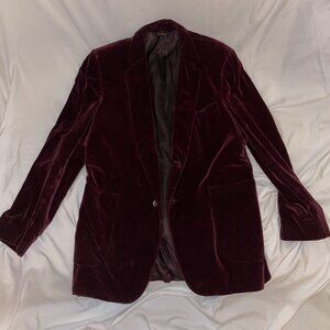 70s Vintage Nino Cerruti Maroon Velvet Suit Jacket - Due Royale - Size Large